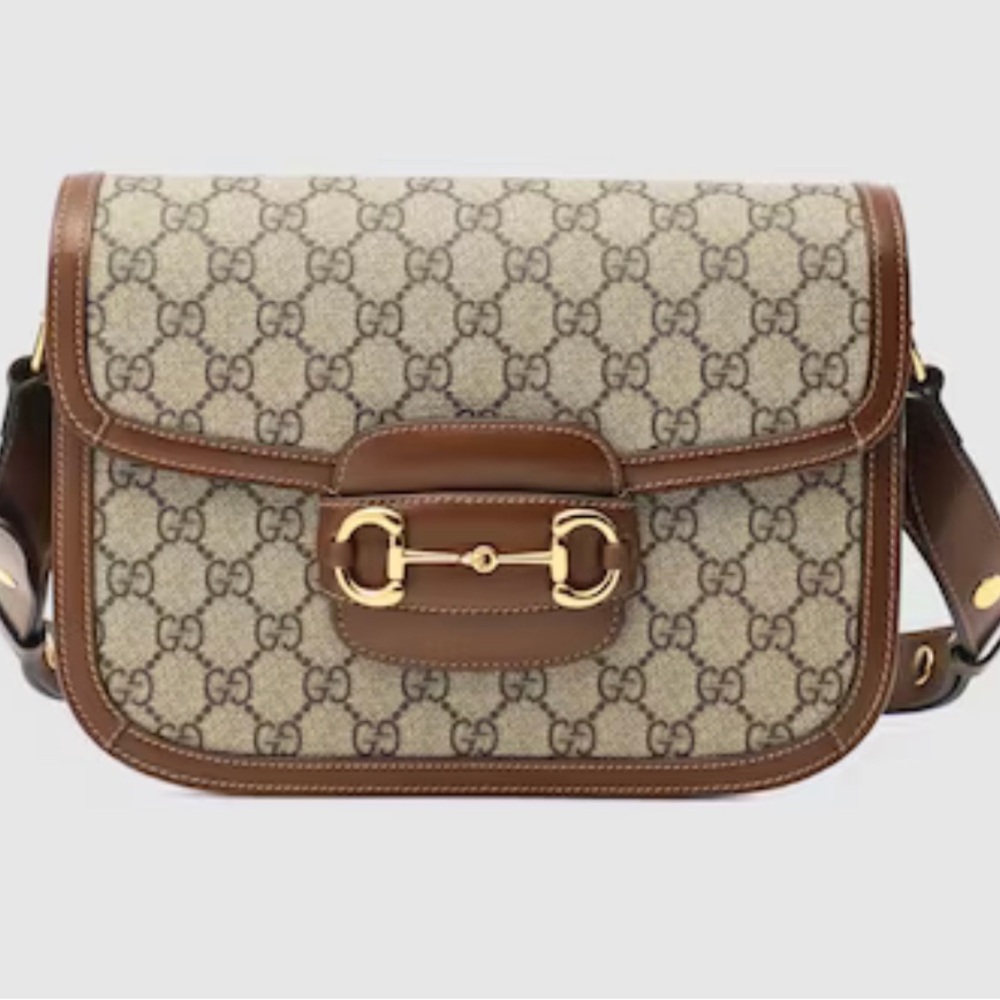 mint condition GUCCI 1955 HORSEBIT SHOULDER BAG GG supreme/brown